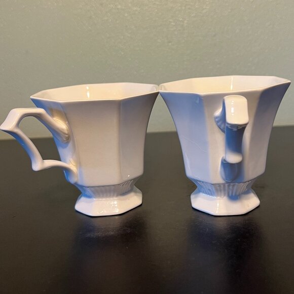 Set of 2 Vtg CASTLETON CHINA Independence Ironstone White Octagon  Cups ~ Japan - Picture 7 of 13